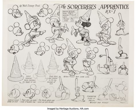 Fantasia - The Sorcerer's Apprentice - Mickey Mouse Mickey Mouse Sketch, Mouse Character, Animation Disney, Cartoon Character Tattoos, Fantasia Disney, Mickey Mouse Art, Disney Concept Art, Disney Sketches, Model Sheet