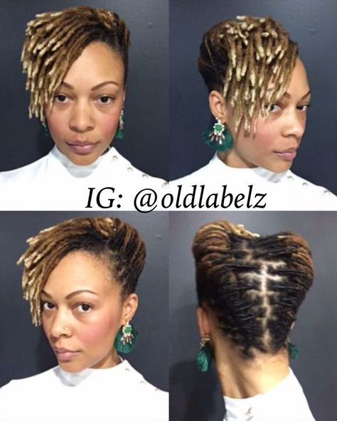 Dreadlock Styles With Shaved Sides, Loc Styles Updo Classy, Loc Updos For Women On Short Locs, Short Starter Loc Styles For Women Updo, Latest Dreadlocks Styles For Short Hair, Loc Styles Updo Women, Locs Hairstyles For Women Short Updo, Short Locs Updo Styles, Faux Locs Updo Styles