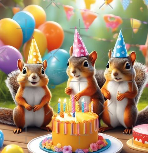 Happy Birthday Squirrel, Birthday Squirrel, Birthday Illustrations, Sweet Images, Squirrel Pictures, Funny Happy Birthday Wishes, Baby Barbie, Squirrel Funny, Birthday Illustration