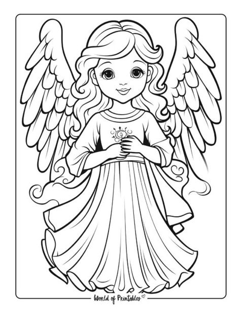 World Of Printables, Diy Christmas Ball, Angel Coloring Pages, Angel Illustration, Garden Coloring Pages, Flower Pattern Drawing, Sunday School Crafts For Kids, Owls Drawing, Drawing Tutorial Easy