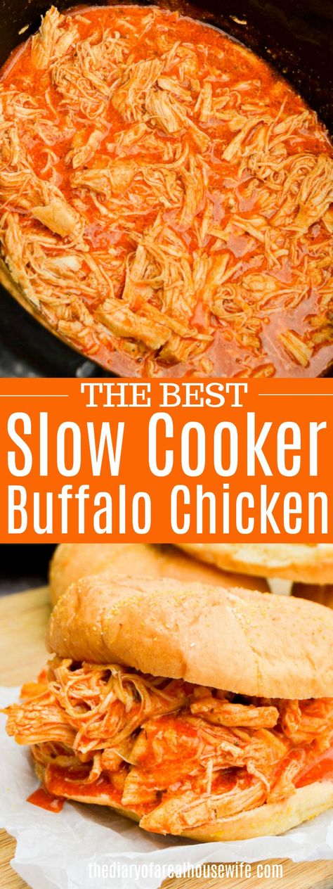 Shredded Buffalo Chicken Sandwich, Buffalo Chicken Sandwich, Slow Cooker Buffalo Chicken, Shredded Buffalo Chicken, Crockpot Buffalo Chicken, Bo Bun, Buffalo Chicken Recipes, Buffalo Chicken Sandwiches, Amazing Chicken