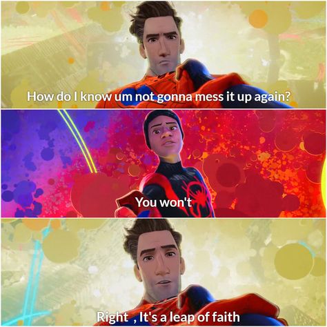 Leap of Faith #spiderman #intothespiderverse It’s A Leap Of Faith Spiderman, A Leap Of Faith Spiderman, Leap Of Faith Spiderman, Spiderman Intothespiderverse, Spiderverse Miles, Spiderman Black Cat, Spider People, Spiderman Black, Into The Spiderverse