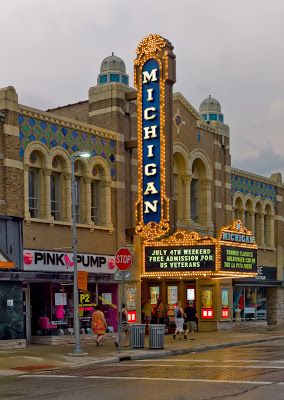 Detective Noir, University Of Michigan Campus, Cheerleading Pyramids, Googie Architecture, Eastern Michigan University, Theater Architecture, Theatre Interior, Eastern Michigan, Ann Arbor Michigan