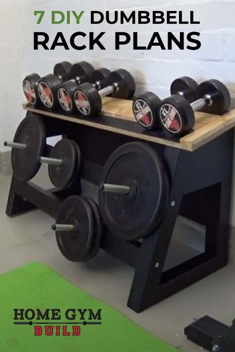 These racks use minimal equipment, repurposed materials and can be made cheap. Homemade wood ideas. That’s why we’ve pulled together these DIY dumbbell rack plans so you can make one for a fraction of the price. Weight Storage Ideas, Diy Dumbbell Rack, Crafting Cabinet, Diy Dumbbell, Home Made Gym, Home Gym Basement, Diy Gym Equipment, Dumbbell Storage, Home Gym Garage