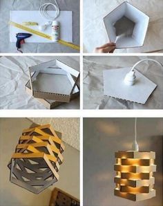 Newspaper Crafts Diy, Diy Lanterns, Diy Craft Tutorials, Diy Chandelier, Diy Lamp Shade, Diy Cardboard Furniture, Cardboard Furniture, Diy Crafts Hacks, Diy Cardboard