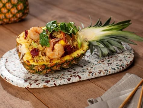 Pineapple Fried Rice (Khao Pad Sapparod) Recipe | Jet Tila | Food Network Chef Jet Tila, Khao Pad, Jet Tila, Thai Fried Rice, Chinese Sausage, Pineapple Fried Rice, Summer Baking, Lo Mein, Healthy Grilling