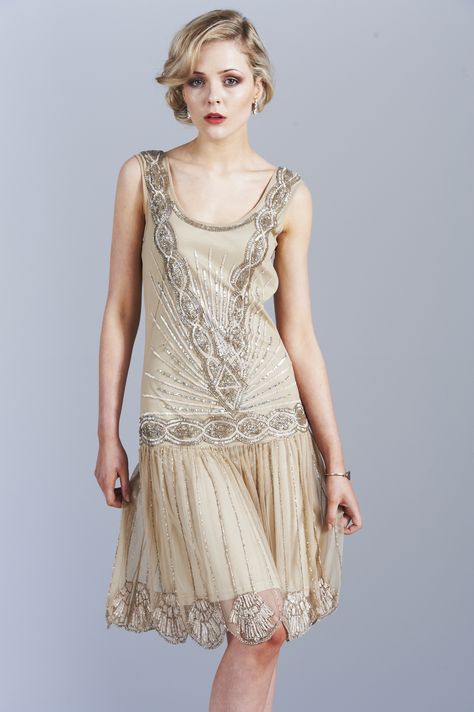 Frock and Frill Zelda Flapper Dress in stone #frockandfrill #zeldaflapper #flapper #vintage #gatsby #1920's #party #ocassion Gatsby Bridesmaid Dresses, Glam Bridesmaid Dresses, Vintage Fashion 1920s, Wedding Dresses Vintage 20s, Glam Bridesmaid, Gatsby Glam, Ropa Shabby Chic, Roaring 20s Fashion, 20s Dresses