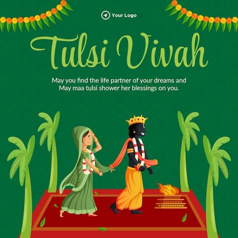 Beautiful tulsi vivah hindu festival ban... | Premium Vector #Freepik #vector #traditional #puja #indian-traditional #shadi Tulsi Vivah Wishes, Tulsi Vivah Images, Happy Tulsi Vivah, Vivah Images, Dhanteras Wishes, Happy Dhanteras Wishes, Tulsi Vivah, 2023 Wishes, Tulsi Plant