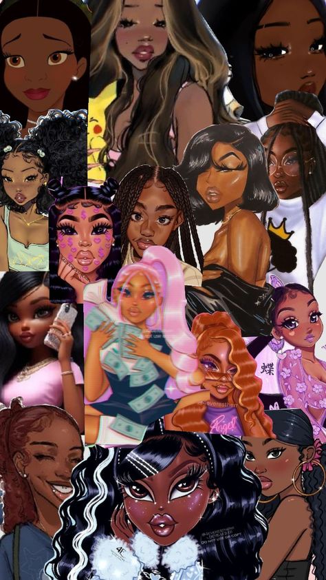 Black Girls Wallpaper, Black Barbie Aesthetic Wallpaper, Wallpaper Aesthetic Blackgirl, Soft Girl Aesthetic Black Women Wallpaper, Melanin Barbie Wallpaper, Pretty Girl Wallpaper, Girl Background, Black Barbie, Girl Wallpaper