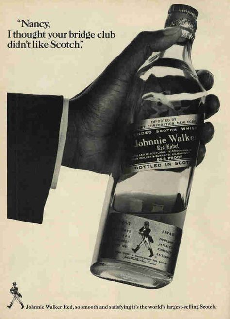 The best whiskey ads of the '60s Whiskey Ads, Home Wine Bar, Ginger Kids, Spiked Eggnog, Johnnie Walker Blue, Country Music Quotes, Good Whiskey, Home Brewing Beer, Scotch Whiskey