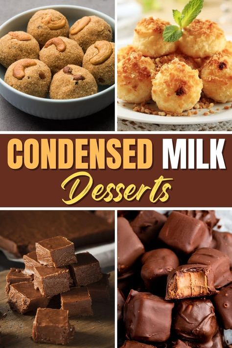 These condensed milk desserts are about as rich and creamy as they come. You'll love making fudge, cookie bars, cheesecake, and more tasty treats! Cream Cheese And Sweetened Condensed Milk Recipes, Sweetened Condensed Milk Candy, Ways To Use Sweetened Condensed Milk, Uses For Condensed Milk, Things To Make With Sweet Condensed Milk, Cream Cheese Condensed Milk Desserts, Desserts With Condensed Milk Easy, Sweeten Condensed Milk Recipes Desserts, Sweet And Condensed Milk Recipes