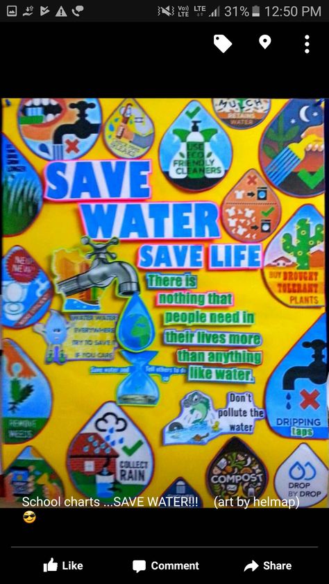 Environment Chart Ideas, Water Conservation Poster For Kids, Save Water Poster Creative Ideas, Save Water Poster Creative, Water Conservation Poster, Notice Board Decoration, Save Water Poster Drawing, Save Water Save Life, Soft Board Decoration