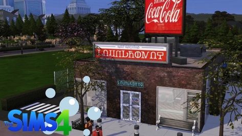 24HR LAUNDRY | Patreon Sims 4 Laundry Mat, Sims 4 Laundromat, Laundry Mat, Sims Building, Sims 4 Build, Sims 4 Houses, Sims 4 Clothing, Sims 4 Custom Content, Custom Content