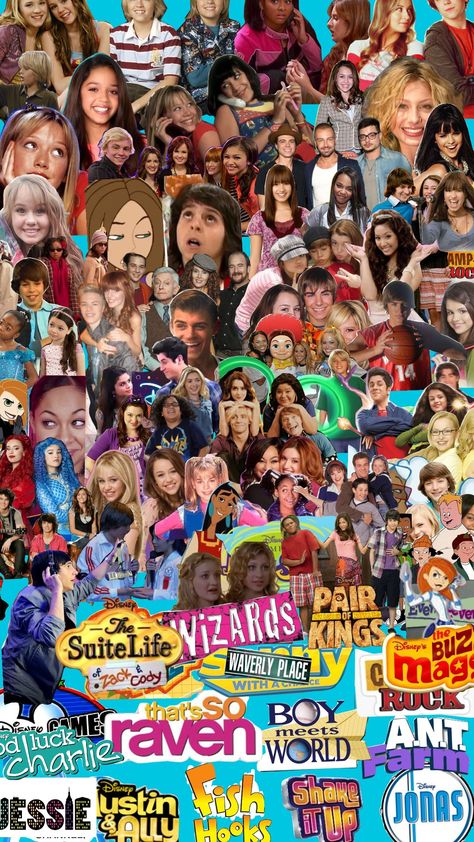 I love♥️ Disney Channel 2000s Shows Photos #that'ssoraven##lizziemcguire #wizardsofwaverlyplace #shakeitup #evensteven #a.n.t.farm #highschoolmusical #thesuitelifeofzacandcody #cheetahgirls #kimpossible #phineasandferb #proudfamily #hannahmontana #coryinthehouse #phillofthefuture #sonnywithachance #goodluckcharlie #jessie #thebuzzonmaggie #fishhooks #jonastvshow #austin&ally Sausage Party Movie, Cory In The House, Austin Ally, 2000s Shows, Shake It Up, I Love Disney, Disney Jessie, Sonny With A Chance, Sausage Party