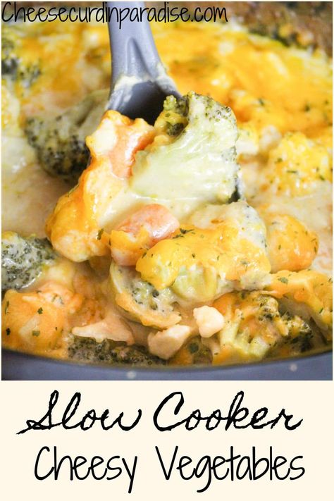 Slow Cooker Cheesy Vegetables (Simple Side Dish Recipe) Cheesy Vegetables, Crockpot Veggies, Crock Pot Vegetables, Crockpot Side Dishes, Slow Cooker Broccoli, Creamy Cheese Sauce, Vegetable Casserole Recipes, Recipes Easter, Stuffing Recipes For Thanksgiving