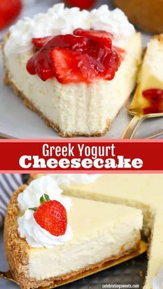 Cheesecake Philadelphia, Graham Cracker Crust Cheesecake, Greek Yogurt Dessert, Healthy Cheesecake Recipes, Greek Yogurt Cheesecake, Yogurt Cheesecake, Light Cheesecake, Celebrating Sweets, Yogurt Dessert