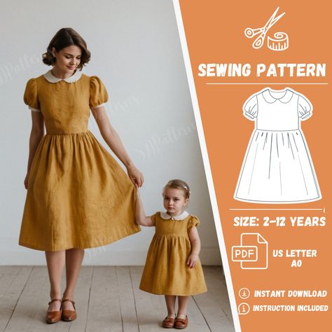 Women's Sewing Patterns Free, Mom Sewing Projects, Jumper Dress Sewing Pattern, Cottage Core Sewing Patterns Free, Women Dress Patterns, Sew Your Own Dress, Vintage Pinafore Dress Pattern, Boho Sewing Patterns, Toddler Dress Pattern Free