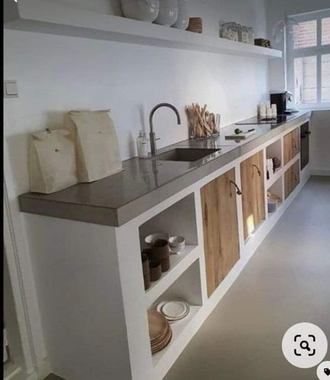 Cement Kitchen, Modern Kitchen Backsplash, Desain Pantry, Kabinet Dapur, Concrete Kitchen, House Design Kitchen, Kitchen Inspiration Design, Palau, Outdoor Kitchen Design