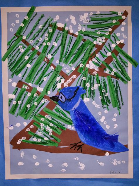 Bird Activities, First Grade Crafts, Grade 1 Art, Curriculum Preschool, January Art, Holiday Art Projects, Winter Art Lesson, First Grade Art, Animal Art Projects