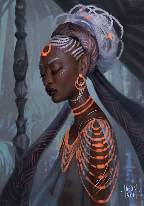 Clan Aesthetic, Black Fantasy Art, Black Elves, Black Fairies, Black Elf, Afrique Art, Heroic Fantasy, Black Characters, Afro Punk