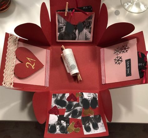 #DIY #birthday #bestfriend #present #selfmade #birthdaybox #red Selfmade Gifts Boyfriend, Boyfriend Gifts Selfmade, Selfmade Gifts, 20th Birthday Presents, 20th Bday, 18th Birthday Gifts, Birthday Box, 17th Birthday, 20th Birthday