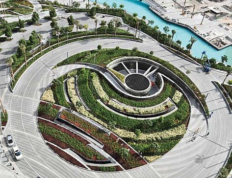 Burj Khalifa Villa Architecture, Urban Landscape Design, Park Landscape, Landscape Design Plans, Landscape Plan, Landscape Architecture Design, Landscape Plans, Parking Design, Modern Landscaping