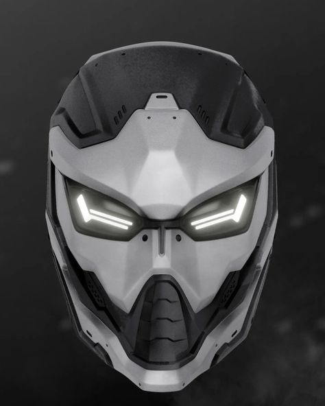 Futuristic Mask Cyberpunk, Ninja Mask Design, Futuristic Mask Concept Art, Full Face Mask Design Art, Full Face Mask Design Ideas, Cool Mask Designs, Cool Helmet Design, Full Mask Design, Sci Fi Helmet Design