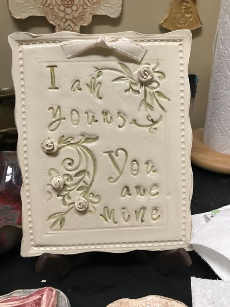 Ceramic Plaque, Handbuilt Pottery, I Am Yours, Ceramics Tiles, Ceramic Gifts, Clay Crafts, Ceramic Tiles, New Baby Products, Polymer Clay