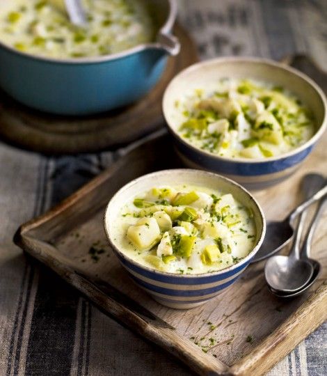 477825-1-eng-GB_smoked-haddock,-leek-and-potato-chowder Smoked Haddock Recipes, Burns Night Recipes, Haddock Recipes, Smoked Haddock, Leek And Potato, Potato Chowder, Seafood Chowder, Scottish Recipes, Burns Night