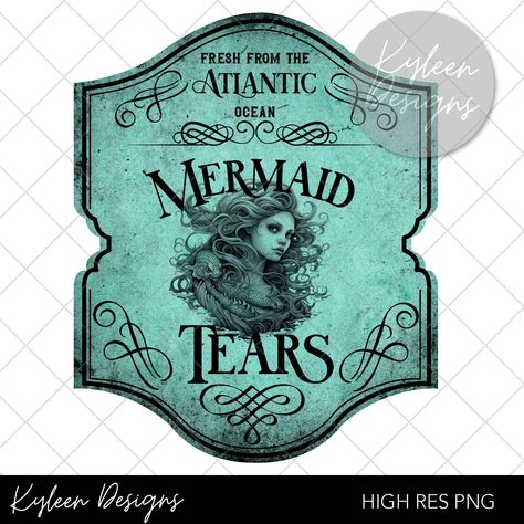 Mermaid Tears Label, Halloween Apothecary Labels, Harry Potter Props, Halloween Potion, Halloween Potion Bottles, Halloween Apothecary, Potion Labels, Apothecary Labels, Halloween Potions