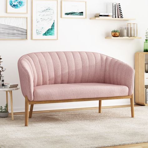 Noble House Nickolas Mid Century Fabric Upholstered Loveseat, Light Blush - Walmart.com Mid Century Loveseat, Reception Sofa, Modern Loveseat, Noble House, Living Room Furniture Sofas, Comfortable Sofa, Loveseat Sofa, Modern Sofa, Room Sofa