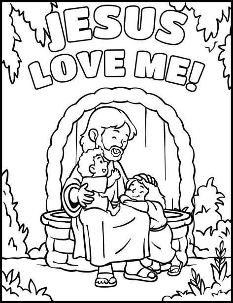 Christian Religious Easter Coloring Pages Jesus Loves Me Coloring Pages For Kids, Easter Jesus Coloring Pages, Jesus Loves Me Coloring Page, Jesus Coloring Pages Printables, Bible Coloring Pages For Kids Printables, Vpk Worksheets, Church Coloring Pages, Sunday School Coloring Sheets, Christian Coloring Pages