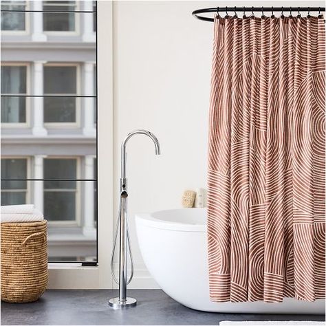 Shower Curtains | West Elm Two Shower Curtains, Copper Bathroom, Stables Design, Tub Shower Combo, Room Planner, Guest Bath, Bathroom Shower Curtains, Modern Colors, West Elm