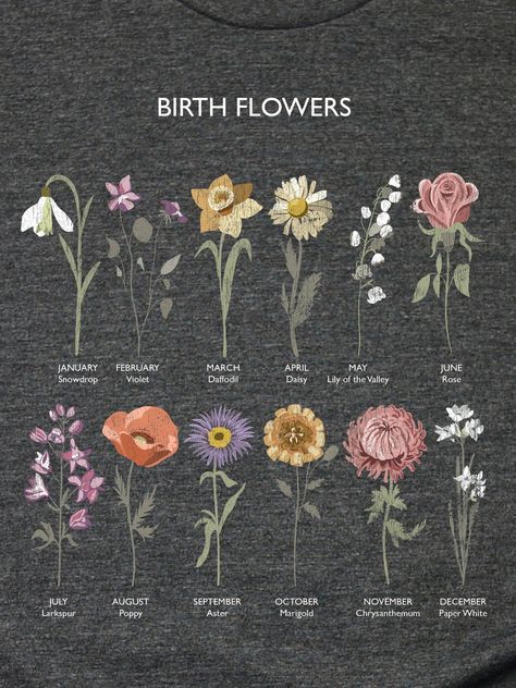 Tattoo Plant, Seni Dan Kraf, Flower Meanings, Nothing But Flowers, Language Of Flowers, 자수 디자인, Month Flowers, Birth Month Flowers, Flower Shirt