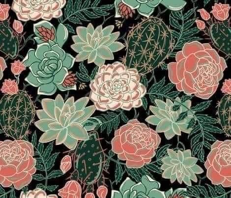 Succulents Wallpaper, Succulent Pattern, Succulents Illustration, Succulents Drawing, Blue Succulents, Plants Pattern, Trendy Plants, Roses Blue, Illustration Ideas