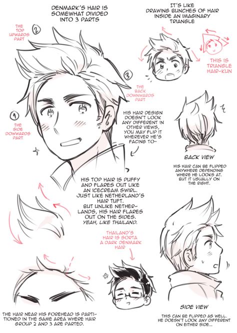 Denmark's Hair by ROSEL-D.deviantart.com on @deviantART Pelo Anime, Drawing Hair Tutorial, Manga Tutorial, Manga Hair, Anime Tutorial, Drawing Hair, Hair Sketch, 얼굴 그리기, Poses References