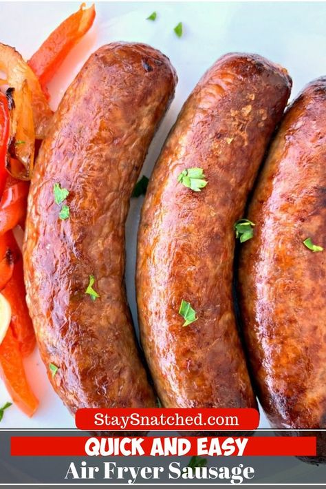 Quick and Easy Air Fryer Sausage is the best recipe for how to cook Italian sausage in the Nuwave, Power Airfryer XL, or any air fryer. You can use links or brats. I love Johnsonville! Serve this sausage with peppers or your breakfast food favorites. #AirFryer #AirFryerSausage Sausage In Air Fryer, Air Fryer Sausage, Air Fried Fish, Italian Pork, Air Fryer Recipes Breakfast, Turkey Breakfast, Air Fryer Oven Recipes, Air Fry Recipes, Air Fryer Dinner Recipes