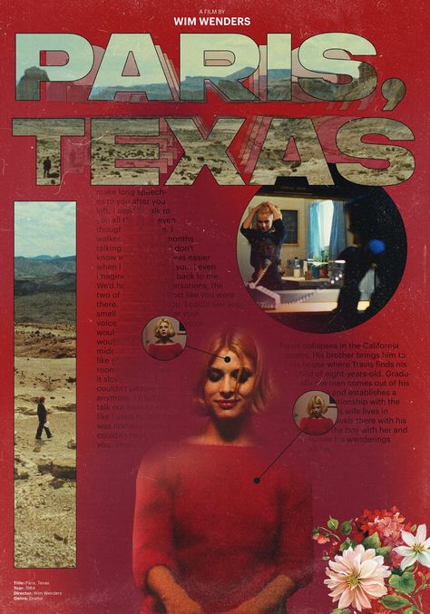 Paris Texas Poster, Paris Texas Film, Texas Poster, Best Movie Posters, Film Poster Design, Baby Posters, Dorm Posters, Movie Poster Wall, Poster Room