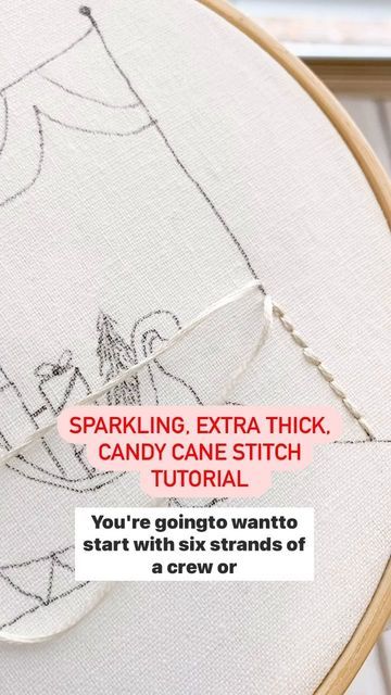 Embroidery Candy Cane, Candy Cane Embroidery, Whipped Back Stitch, Back Stitch, Holiday Projects, Embroidery Tutorials, Candy Cane, Peppermint, Make It