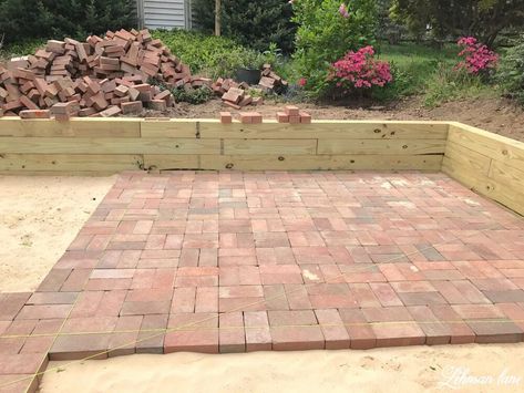 Sharing all the tips & tricks for how to lay an Amazing DIY brick patio over dirt using reclaimed bricks on a budget! We finally finished the brick portion of our sunken patio project. This DIY brick patio project took way longer than I ever imagined but I couldn’t be happier with how it turned out! Our Backyard Before After  taking down the deck at the start of this project we were SUPER excited to find the original brick patio still here that there was no question tha… Reclaimed Brick Patio, Laying Brick, Brick Patio Ideas, Diy Brick Patio, Small Brick Patio, Brick Ideas, Sunken Patio, Brick Paver Patio, Building A Patio