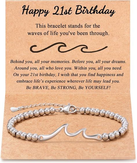 Amazon.com: Tarsus 21st Birthday Gifts for Her Cool Gifts for 21 Year Old Birthday Gifts Women Birthday Bracelet: Clothing, Shoes & Jewelry 16th Birthday Gifts For Girls, Waves Of Life, Bracelet Stands, Sweet 16 Gifts, Wave Bracelet, Enjoy The Journey, Smooth Sailing, Birthday Bracelet, Soul Sister