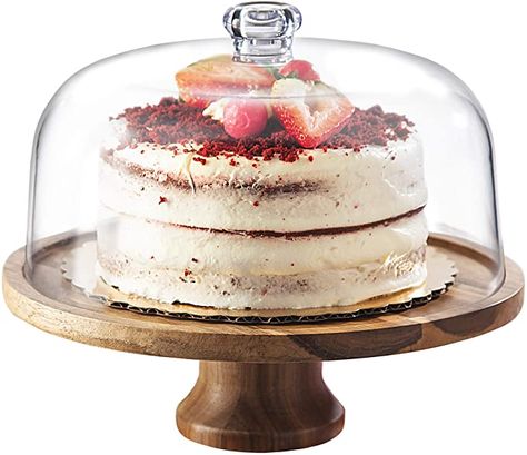 Cake Stand With Cover, Cake Stand With Lid, Acrylic Cake Stands, Diy Cake Stand, Cake Storage, Footed Cake Plate, Lizzie Hearts, Wooden Cake Stands, Cake Stand With Dome