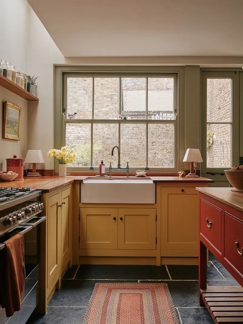 Breakfast Room Green, Greenwich House, Yellow Cabinets, Granite Flooring, Yellow Kitchen, Shaker Kitchen, Breakfast Room, Dream Kitchen, Kitchen Renovation