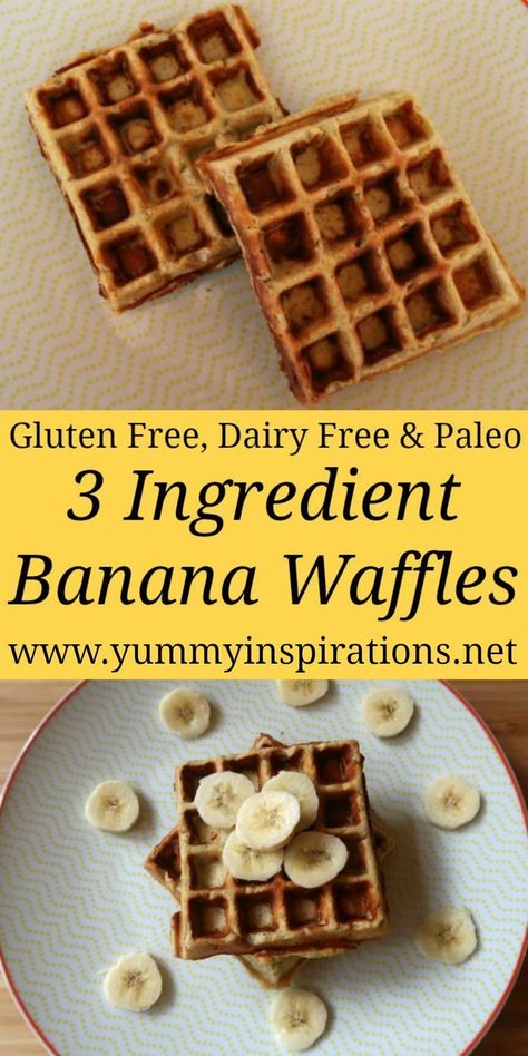 Banana Mini Waffles, Pineapple Waffles Recipe, Gluten Free Banana Waffle Recipe, Banana Paleo Recipes, Gluten Free Banana Waffles, Easy Healthy Waffle Recipe, Waffle Healthy Recipe, Waffle Iron Recipes Healthy, Banana Waffles 3 Ingredient