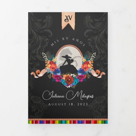 Charro Quinceanera Theme, Floral Quince, Ornaments Watercolor, Charro Theme, Mexican Quinceanera, Mexican Quinceanera Dresses, Fiesta Colors, Baroque Ornament, Quinceanera Themes