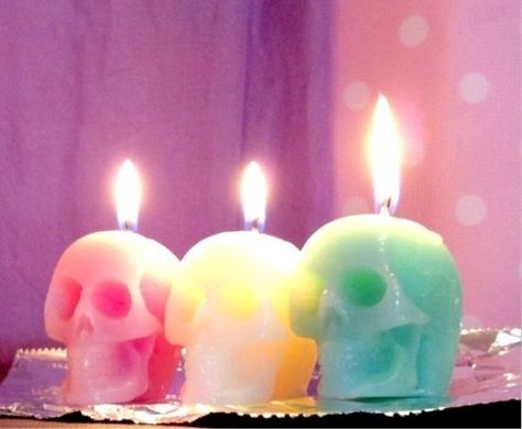 Evil Fortress, Kitten Space, Skull Candles, Pastel Skull, Pastel Candle, Halloween Color, Foto Transfer, Skull Candle, Colorful Skulls