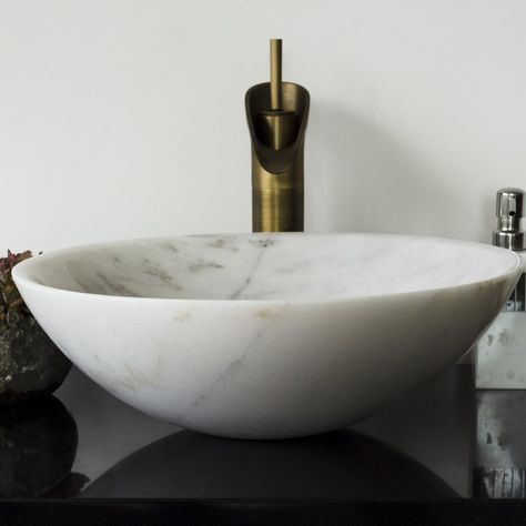 AA Warehousing Brielli Stone Circular Vessel Bathroom Sink & Reviews | Wayfair.ca Marble Vessel Sink, Wall Mounted Bathroom Sinks, Bathrooms Ideas, Rectangular Sink Bathroom, Vessel Faucets, Undermount Bathroom Sink, Vessel Sink Faucet, Plumbing Problems, Vessel Bathroom Sink