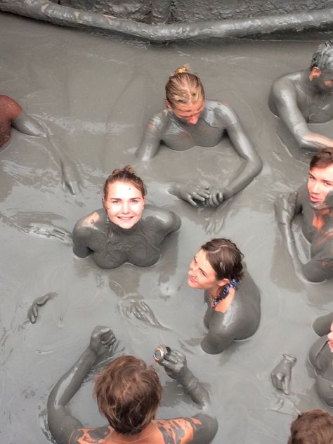 Volcanic mud bath, not your everyday activity #mudbath #colombia Mud Bath Spa, Bathroom Wallpaper Ideas, Bizarre Pictures, Mud Bath, Wedding Hair Up, Couples Play, Colombia Travel, Gorgeous Bathroom, Vision Board Inspiration