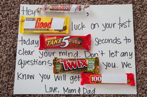 This would make a big test day a little "sweeter" for the kiddos! Good Luck Candy Poster, Candy Bar Cards, Bar Sayings, Candy Bar Sayings, Candy Sayings, Candy Posters, Candy Boards, Candy Bar Poster, Candy Messages