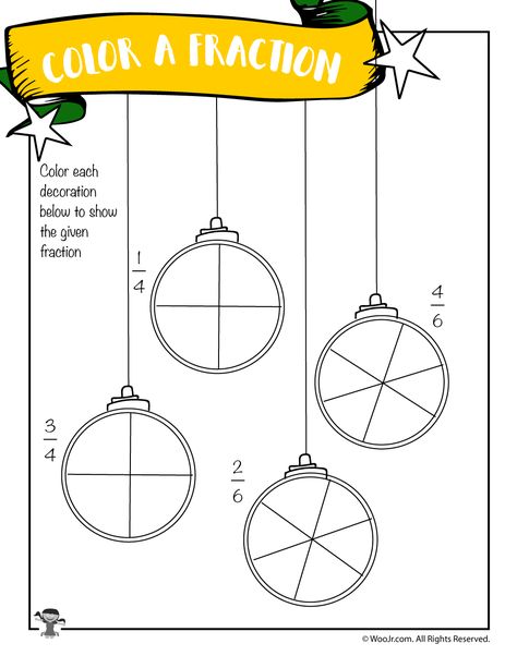 Fraction Christmas Tree, Christmas Math Activities 4th Grade, Christmas Fractions, Math Christmas Ornaments, Christmas Geometry, Fraction Worksheet, Teach Fractions, Christmas Maths, 5th Grade Math Games